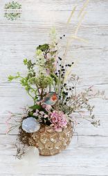 flower delivery Budapest - Pastel flower decoration in mother-of-pearl pot