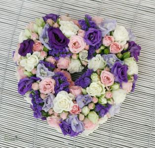 pasztell és lila szívkoszorú (25cm)