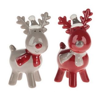 red ceramic deer with scarf 10 cm 1 piece