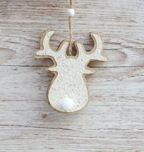 Glowing wooden deer with sparkles 12cm