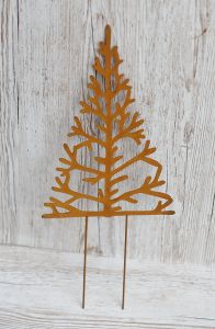 Rusty pine wood ornament on a stick