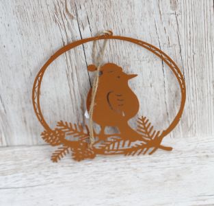 Hanging ornament with a rusty bird