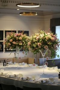 wedding centerpiece 1pc, Félix kitchen Budapest (hydrangea, rose, peony, lisianthus, pink, white)