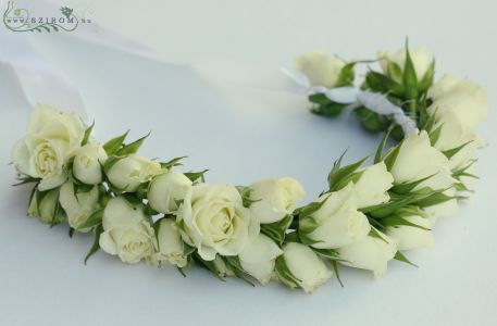 hair wreath made of spray roses (white)