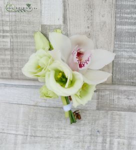 hajdísz orchideával, liziantusszal (fehér)