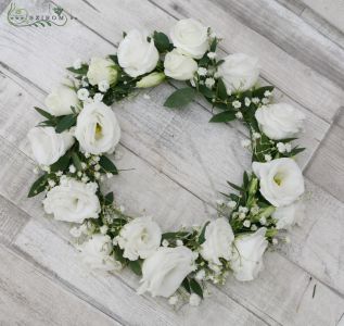 Hair flowers,  lisianthus and babys breath (white)