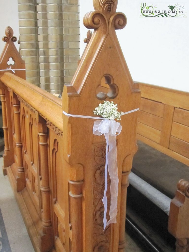 Templom díszítés padsordísz (rezgő, fehér), esküvő