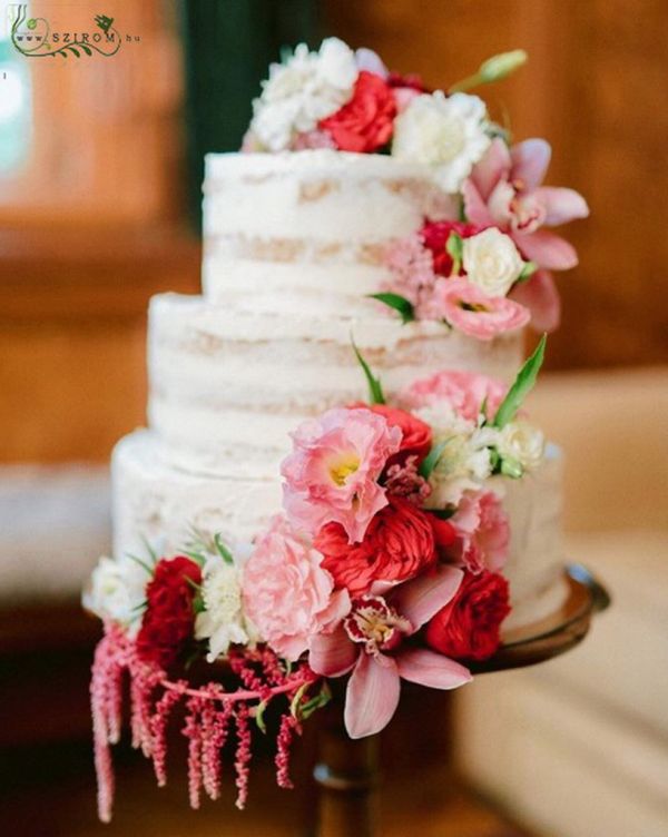 Cake decoration (cymbidium orchid, lisianthus, english rose, pink)