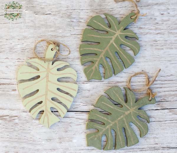 flower delivery Budapest - Hanging leaf made of wood 3 pc, 10 cm