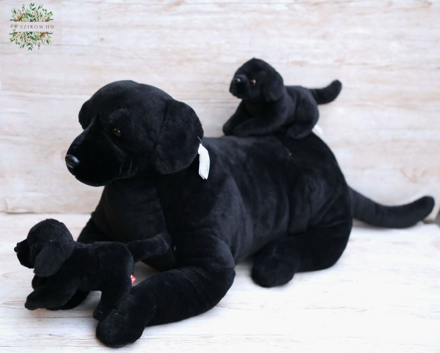 flower delivery Budapest - giant brown plush with labrador puppies 76cm