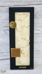 Blumenlieferung nach Budapest - chocoMe handgemachte weiße Schokolade mit kandierter Zitronenschale, Cashew, Vanille 110g