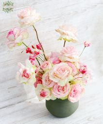 flower delivery Budapest - Pink fluff, with reflexed roses, eustomas (29 stems)