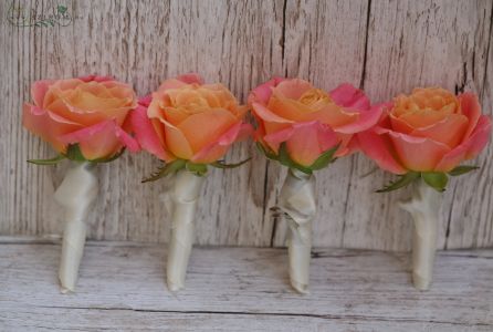 Boutonniere of rose (peach) 1 pc