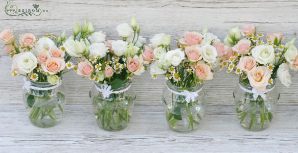 Centerpiece 1pc (rose, lizantus, camomile, white, peach), wedding