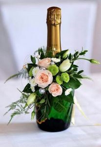 Champagne with flower decor