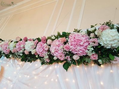 Gellért Hotel Budapest, wedding flower decoration, backdrop with flowers, pink, white