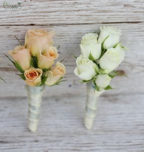 Boutonniere of spray roses, peach, white) 1 pc