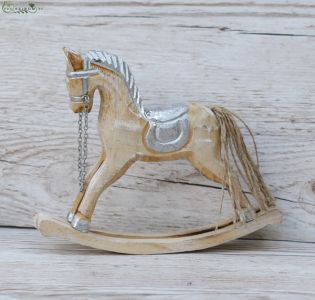 Wooden rockinghorse, silver 19cm