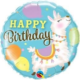 Birthday lama mylar balloon (45cm)