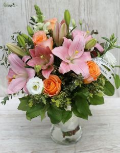 summerbouquet with lilies and roses (18 st)