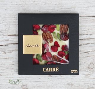 chocoMe Handmade White Chocolate with Pecan, Pistachio and Lyophilized Cherries (50g)