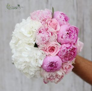 bridal bouquet (peony, hydrangea, rose, pink)