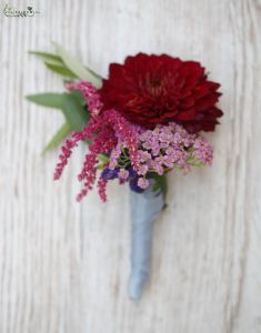 boutonniere (dahlia, burgundy, red)