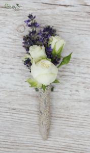 boutonniere (spray rose, lavander, purple, white)