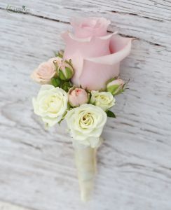 boutonniere (rose, spray rose, pink)