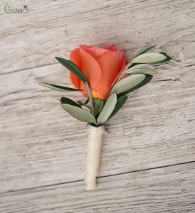 boutonniere (rose, pech, coral)