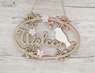 hanging welcome decor with birds (23cm)