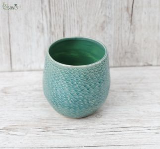 blue pot with a small waves (9,5cm)