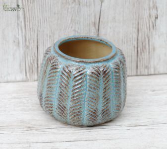 blue-brown leaf patterned pot (10cm, 13cm high)