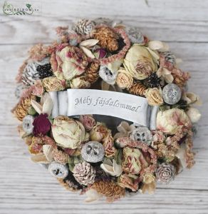 Dried flower memorial wreath (18cm)