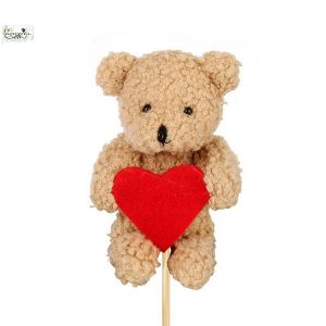 little teddy with heart on stick