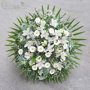 standing wreath with Cymbidium orchids and spring flowers (80cm)