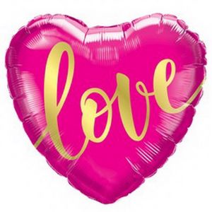 Love heart balloon on stick 45cm