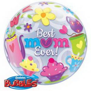 Best mum balloon on stick, transparent, 45cm