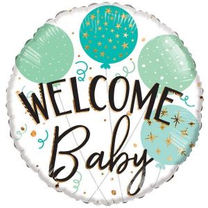 welcome baby balloon on stick 45cm
