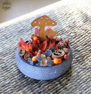 fém gombás őszi asztaldísz (18cm)