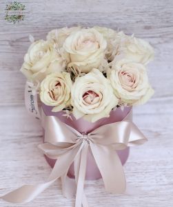 cylinder box with 11 cream roses