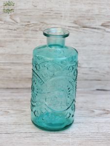 Patterned blue glass vase 22 cm 