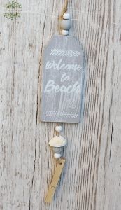 hanging wooden decor with welcome the beach inscription (6x1x11 cm )