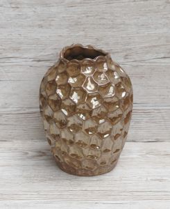 magas bronzszínű méhsejt váza (19x26cm)
