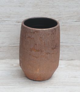 bronzszínű csillogóan márványozott kerámia váza (24,5x16cm)
