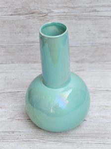 lopótök alakú modern türkiz váza (18x30cm)