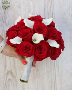 Brautstrauß (Rose, Cala, Rot, Weiß)