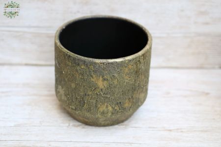 Ceramic pot, antique gold, 18 cm