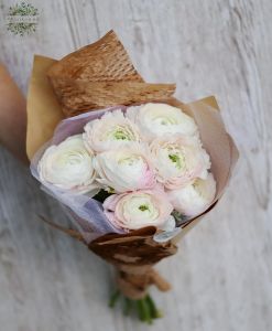Rózsaszín boglárkák kis tölcsér csokorban (7 szál)