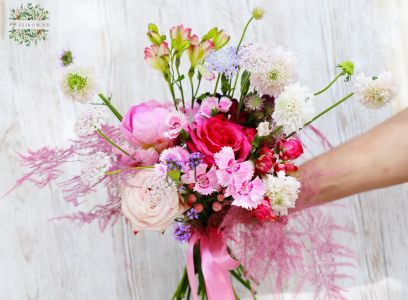 Meadow flowers bridal bouquet with peony